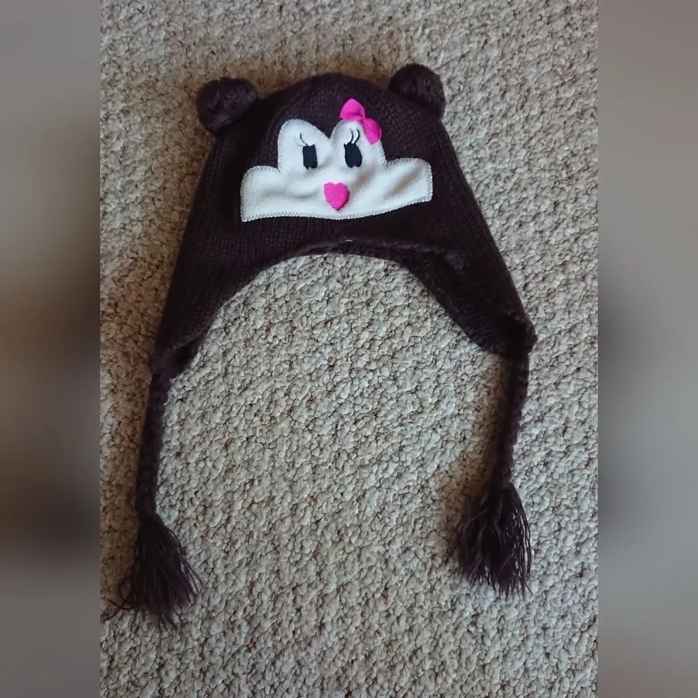 CAPELLI NEW YORK GIRL'S MONKEY KNIT HAT 4-6Y